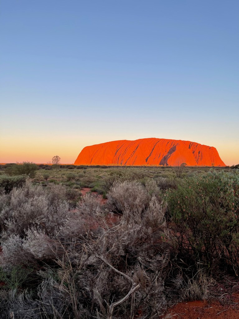 Glowing Uluru in the Sunset Uluru glowing Red in the Sunset